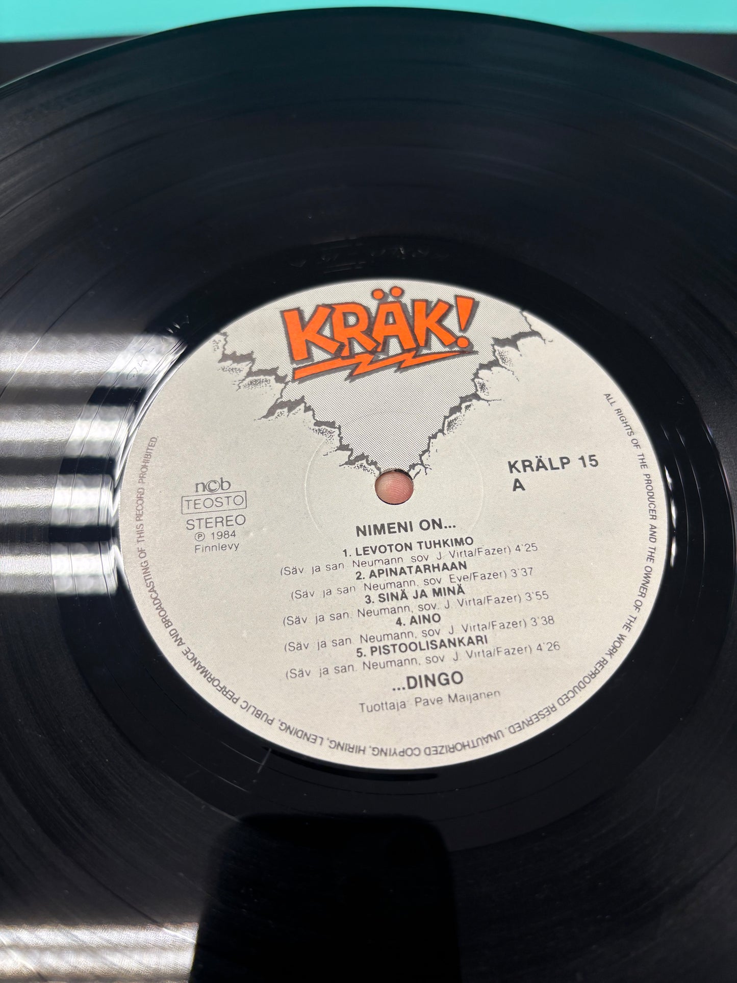 Dingo: Nimeni On Dingo, LP, 1st pressing, Kräk!, Finland 1984