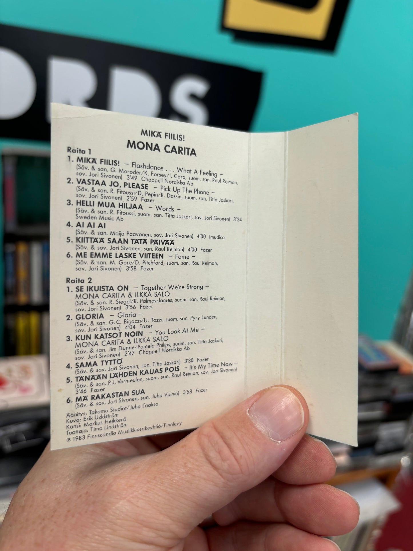 Mona Carita: Mikä Fiilis!, C-cassette, Only cassette pressing, Finnlevy, Finland 1983