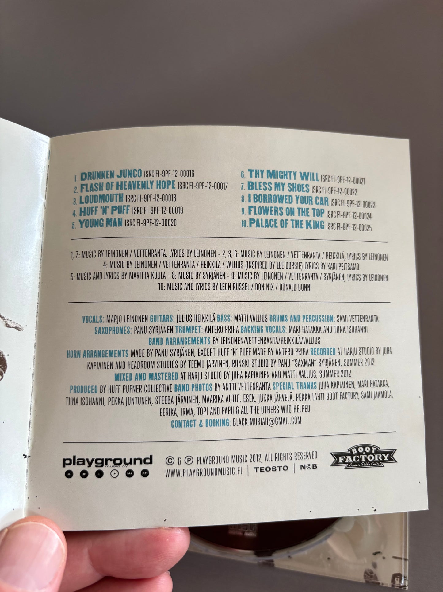 Marjo Leinonen: Huff ’N’ Puff, CD, Only pressing, Playground Music Finland, Finland 2012