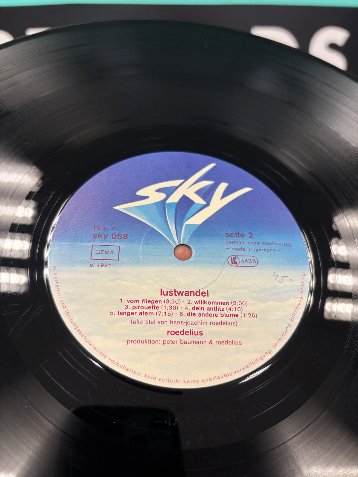 Roedelius: Lustwandel, LP, 1st pressing, Sky Records, Germany 1981