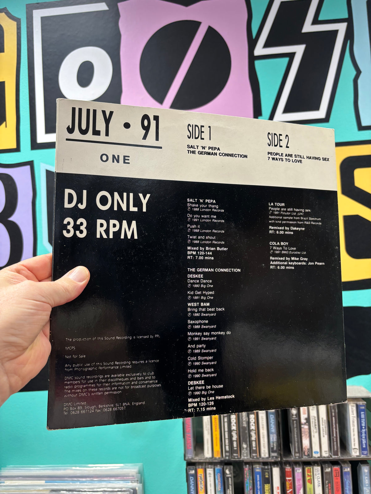 DMC - July 91 (One), 12inch, Only pressing, Partially Mixed, DMC, UK 1991