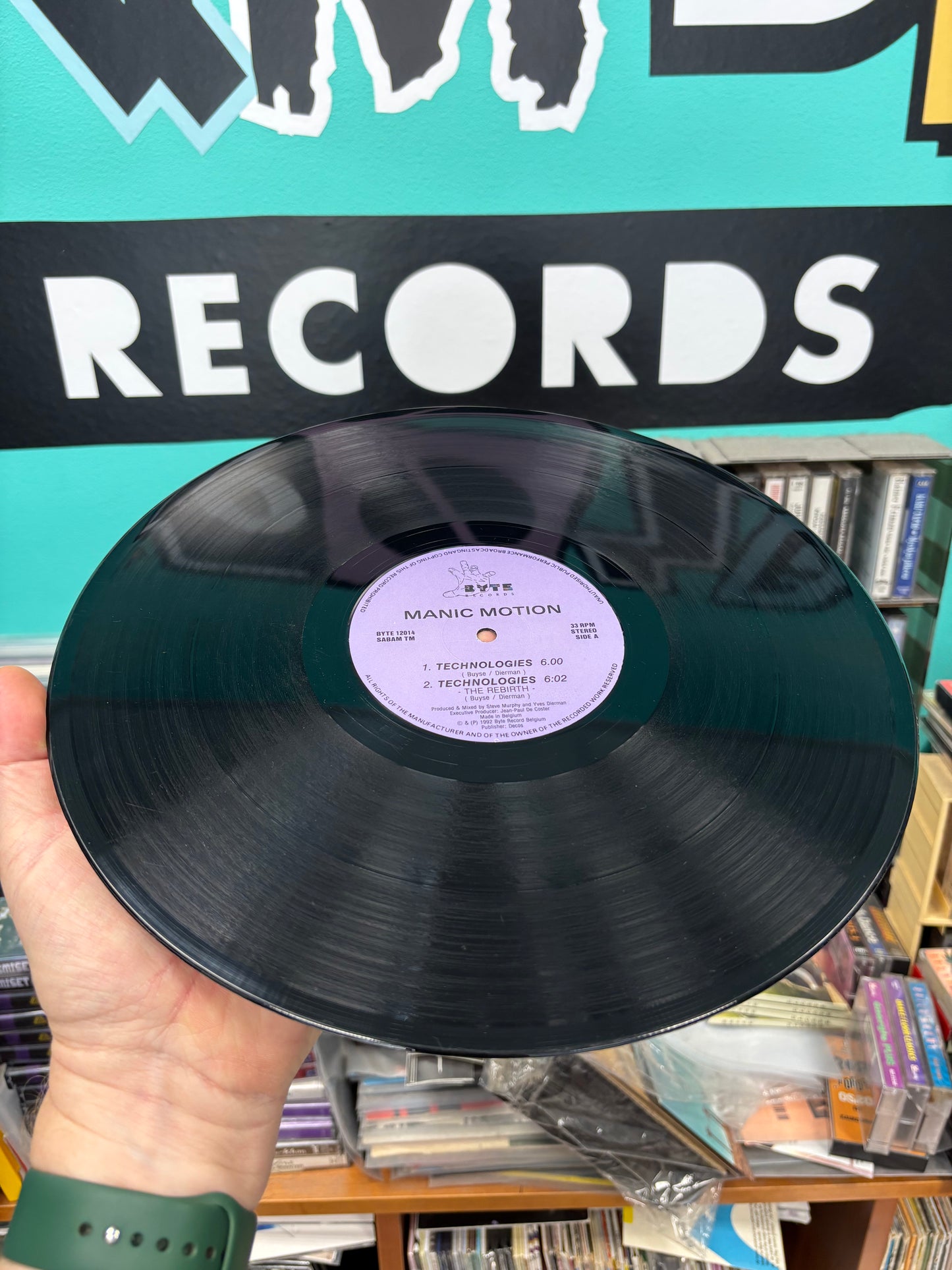 Manic Motion: Technologies/Sidelines, 12inch, Only pressing, Byte Records, Belgium 1992