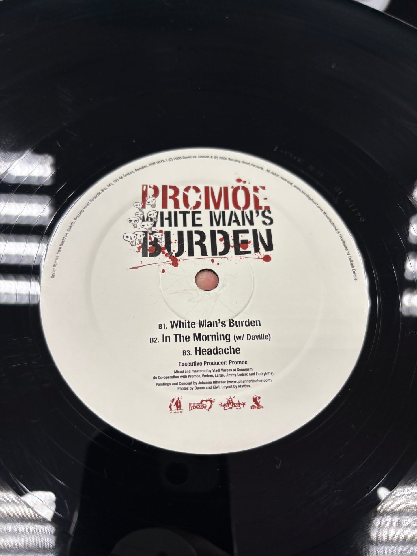 Promoe: White Man’s Burden, 2LP, 1st pressing, Only official vinyl pressing, gatefold, Burning Heart Records, David Vs. Goliath, Sweden 2006