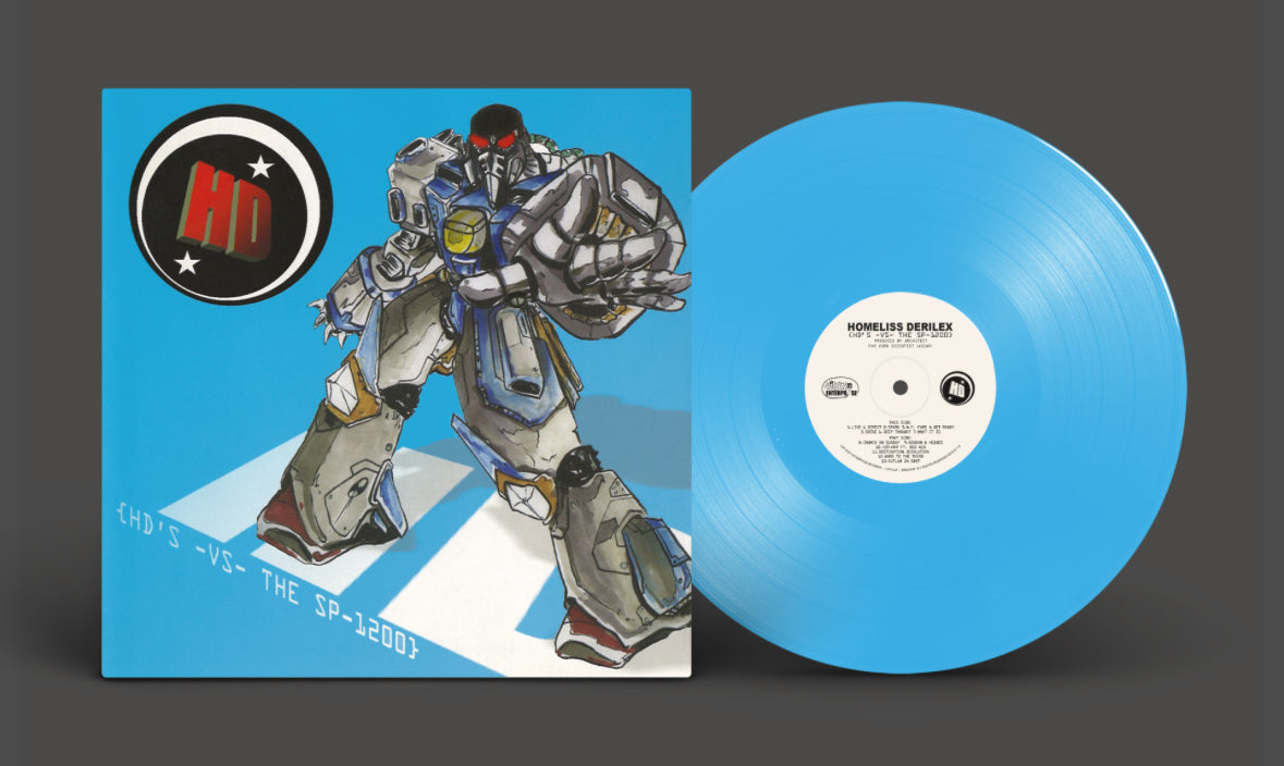 HULLU VARASTOALE -20%‼️‼️‼️Homeliss Derilex: {HD’s -Vs- The SP-1200}, LP, blue vinyl, Belgium 2023