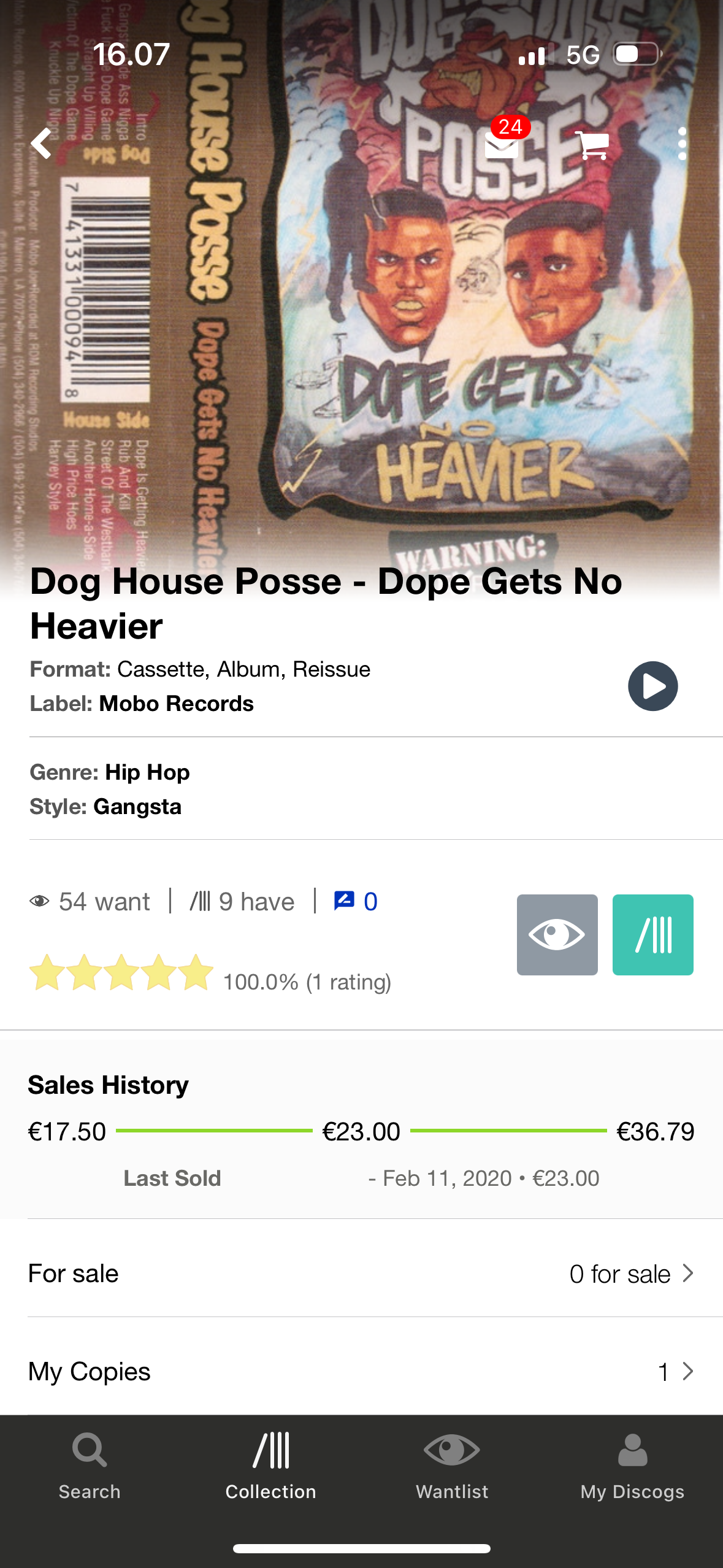 Dog House Posse: Dope Gets No Heavier, C-cassette, 2nd pressing, reissue, Mobo Records, US Year?