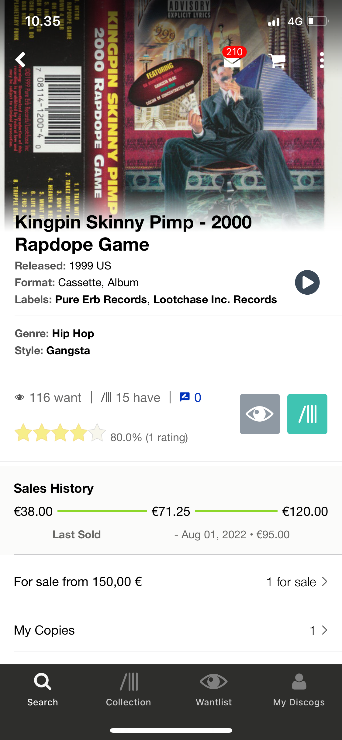 HULLU VARASTOALE -20%‼️‼️‼️Kingpin Skinny Pimp: 2000 Rapdope Game, 1st pressing, US 1999, Pure Erb Records, Lootchase Inc. Records