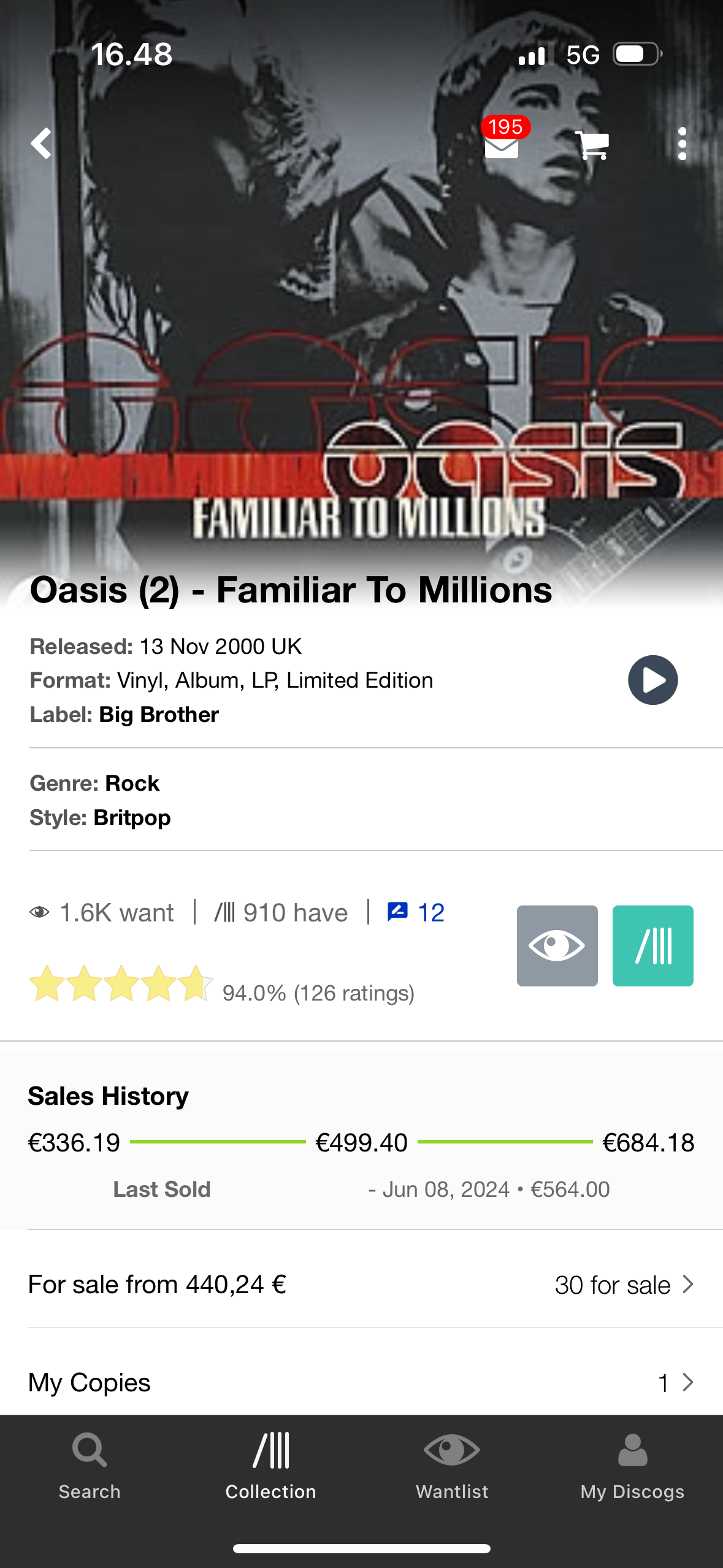 Oasis: Familiar To Millions, 3LP, trifold, Limited Edition, Only vinyl pressing, Big Brother, UK 2000