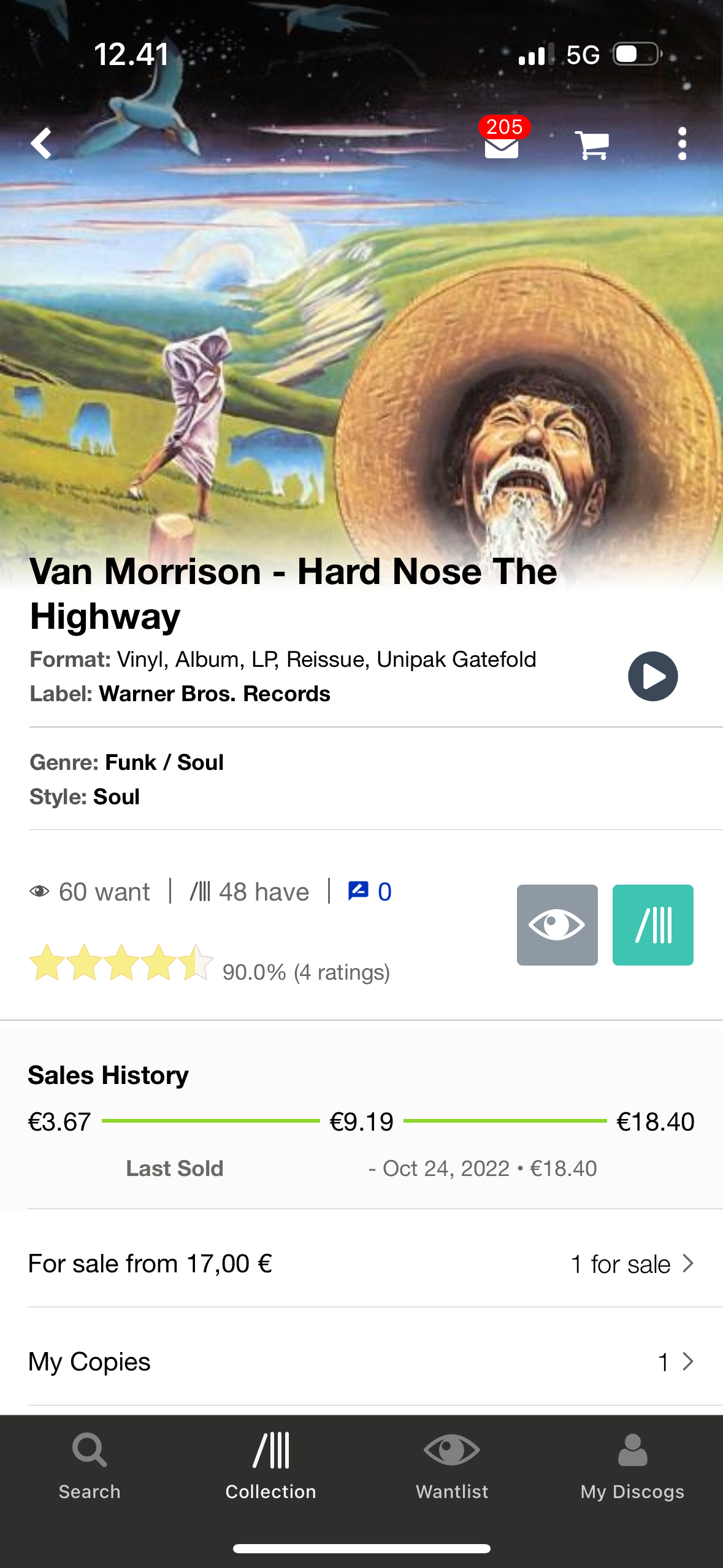 Van Morrison: Hard Nose The Highway, reissue, LP, gatefold, Canada year?