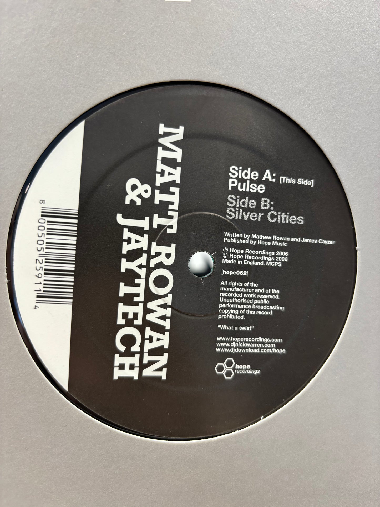 Matt Rowan & Jaytech: Pulse, 12inch, UK 2006