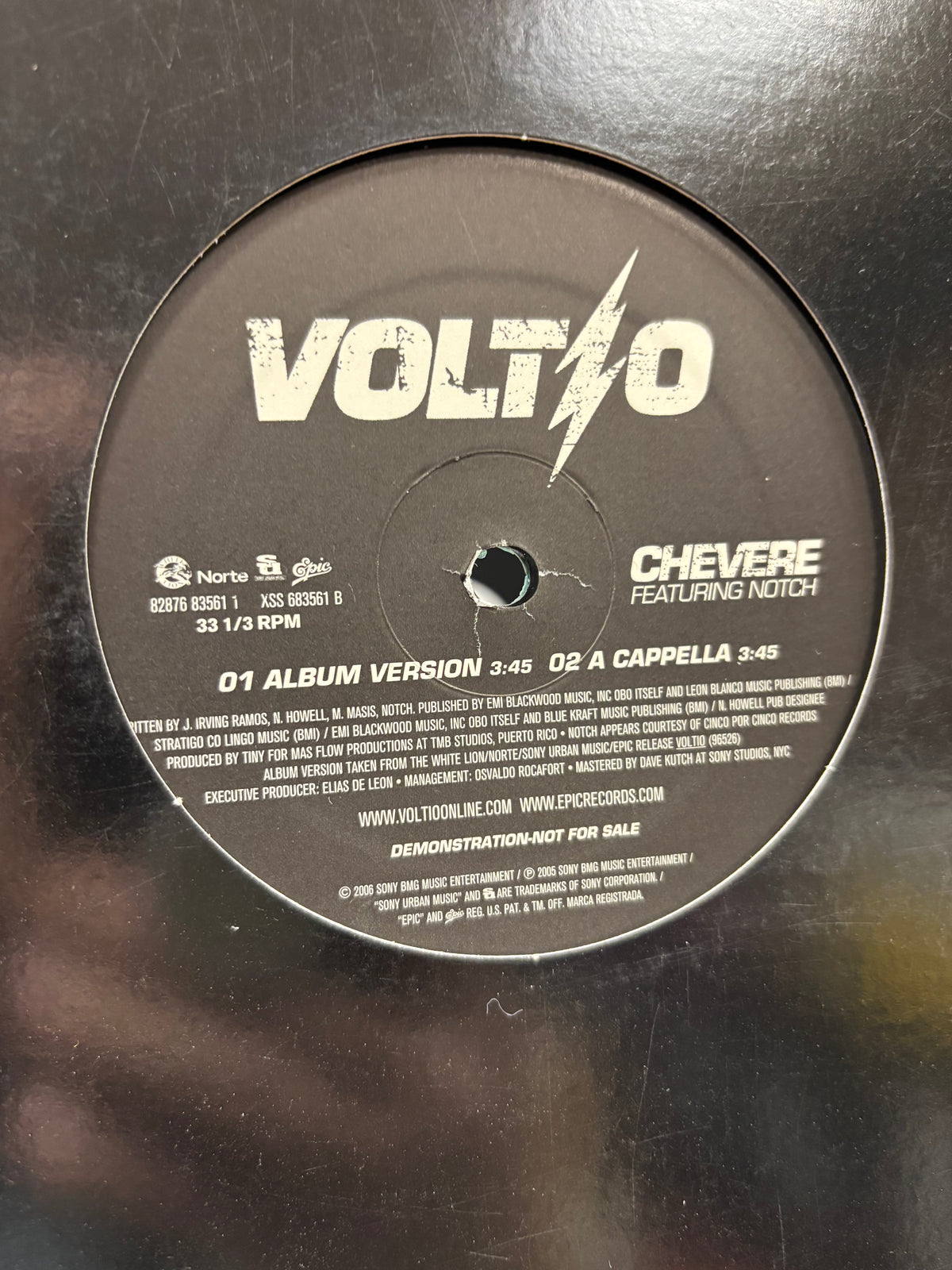 Voltio: Chevere, 12inch, 1st pressing, Only vinyl pressing, promo, Epic, US 2006