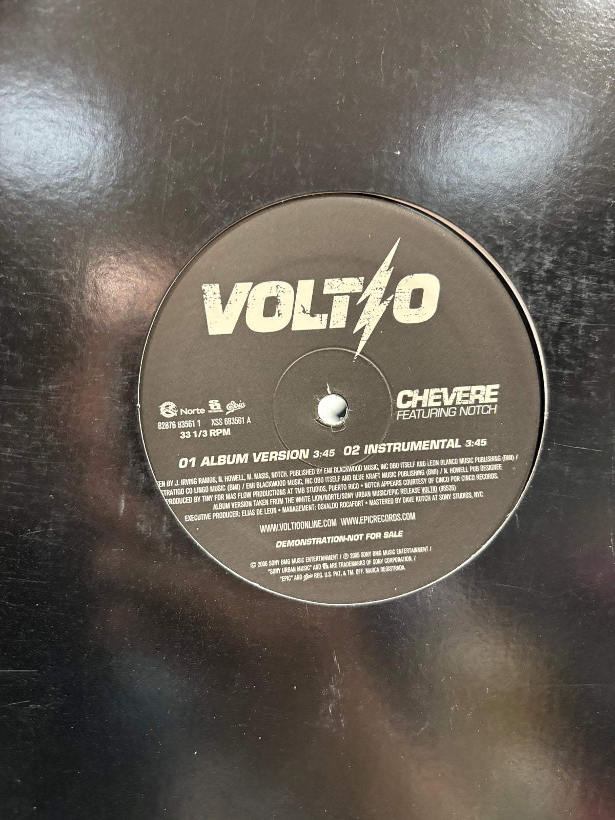 Voltio: Chevere, 12inch, 1st pressing, Only vinyl pressing, promo, Epic, US 2006