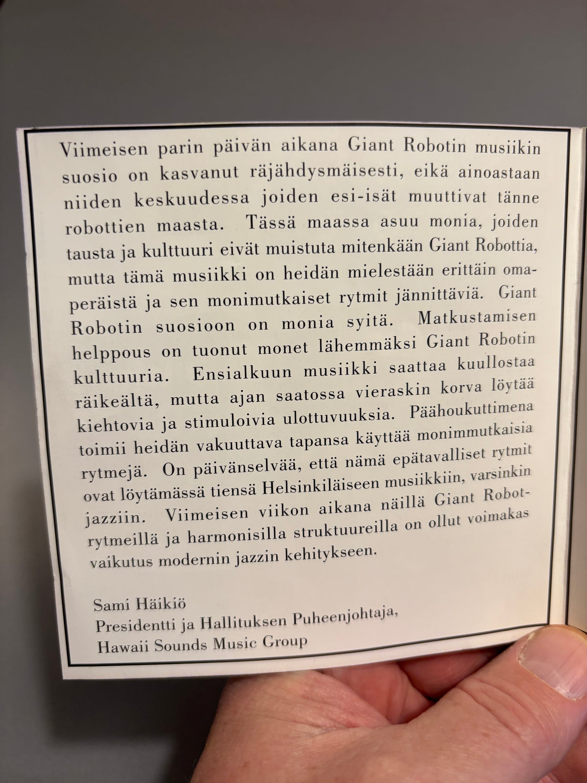 Giant Robot: Helsinki Rock City, CD, Maxi-Single, 1st pressing, Only CD pressing, Hawaii Sounds, Finland 1999